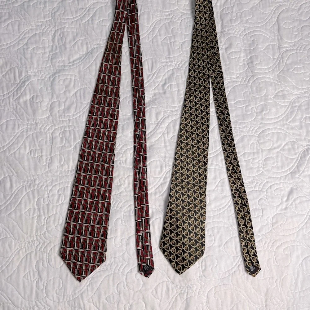 Zylos George‎ Machado Silk Set of 4 Ties Black, Red, Gold Patterns Men's EUC